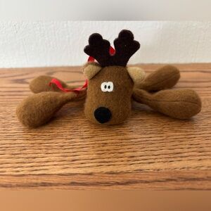 HALLMARK Rodney Reindeer Felt Plush Christmas Red Bow VTG 7 inch